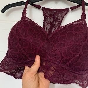PINK Maroon Bralette - 32D